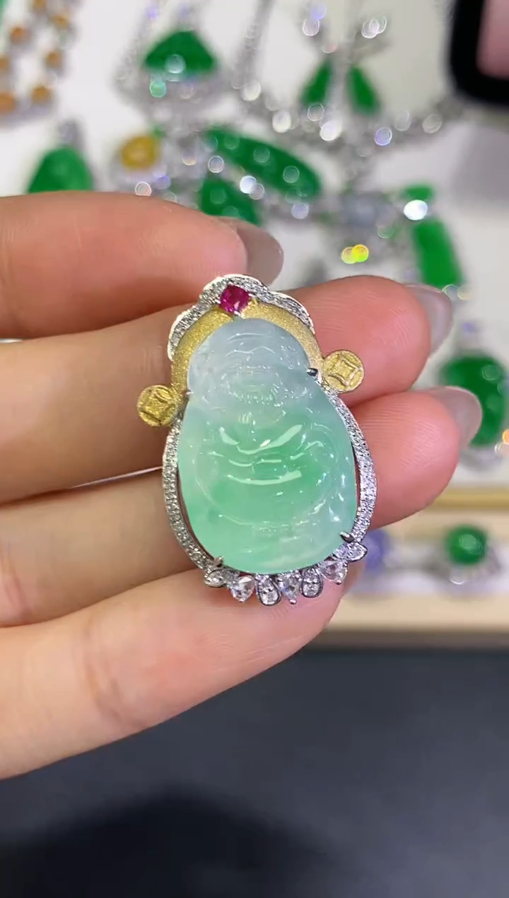 【闪购商品】翡翠颈饰18K金镶嵌团购40