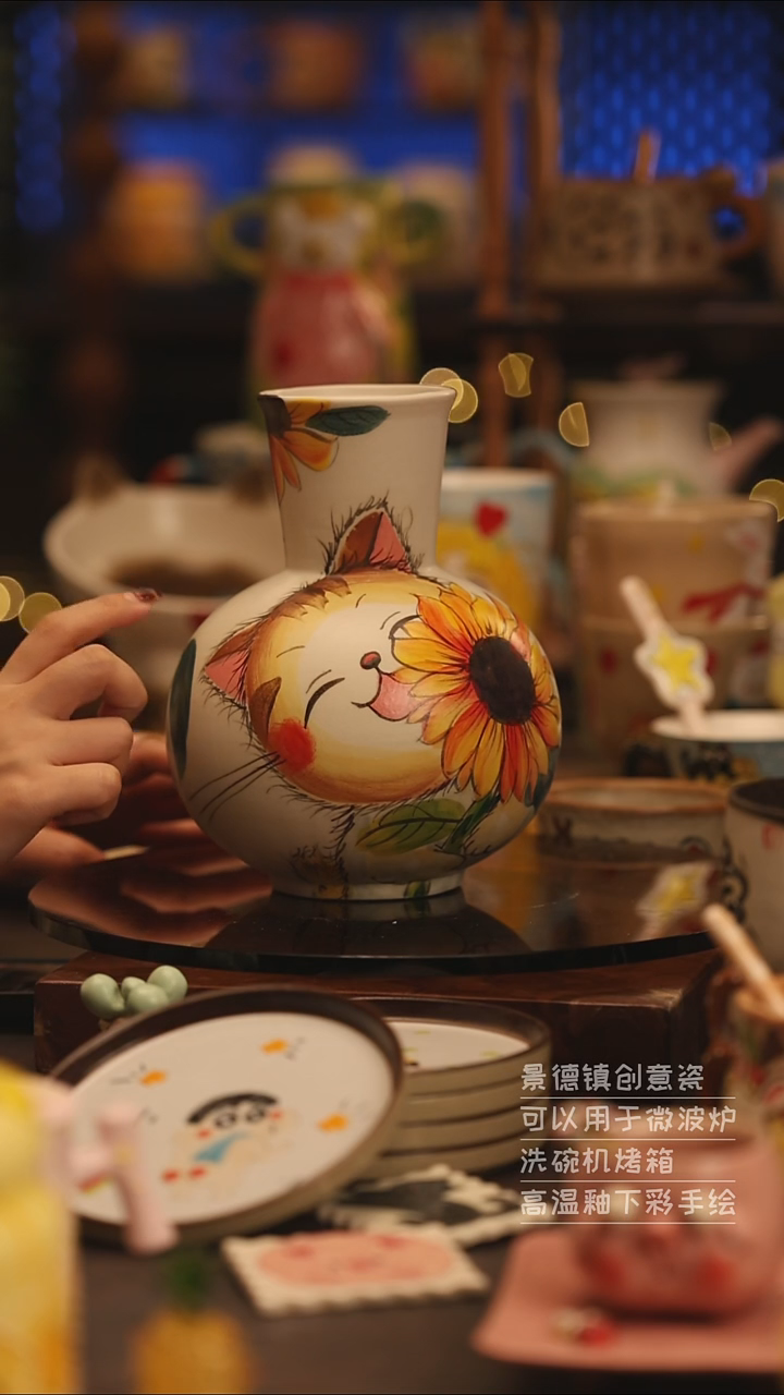 陶瓷景德镇可爱陶瓷釉下彩绘设计师款