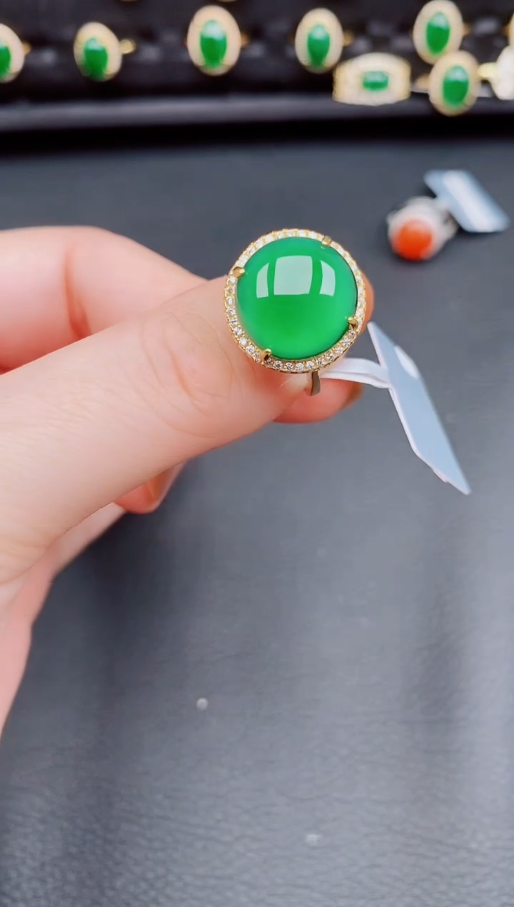 【闪购商品】翡翠戒指银S925镶嵌天然a货翡翠118