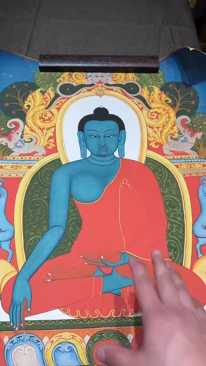卷轴画【主播精品】高端卷轴画——唐卡AA102蓝身释迦摩尼