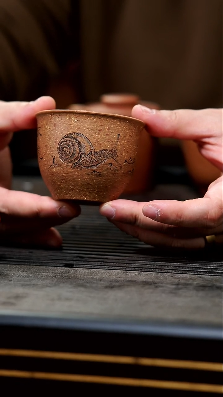 【闪购商品】紫砂茶壶27-葵黄段不急蜗牛铃铛杯120cc