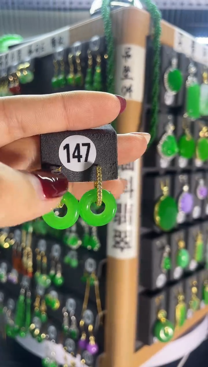 【闪购商品】翡翠耳饰银S925镶嵌147..