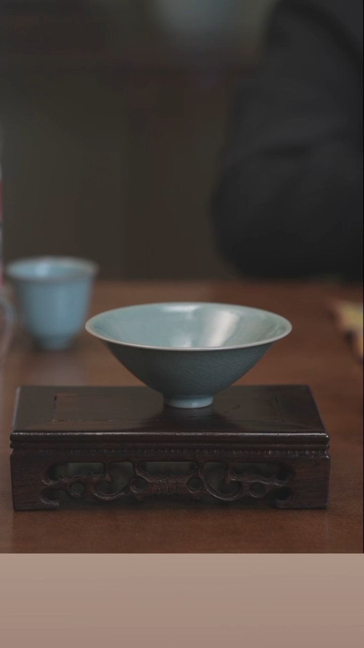 【闪购商品】清凉寺原产地仿古釉手工汝瓷斗笠杯