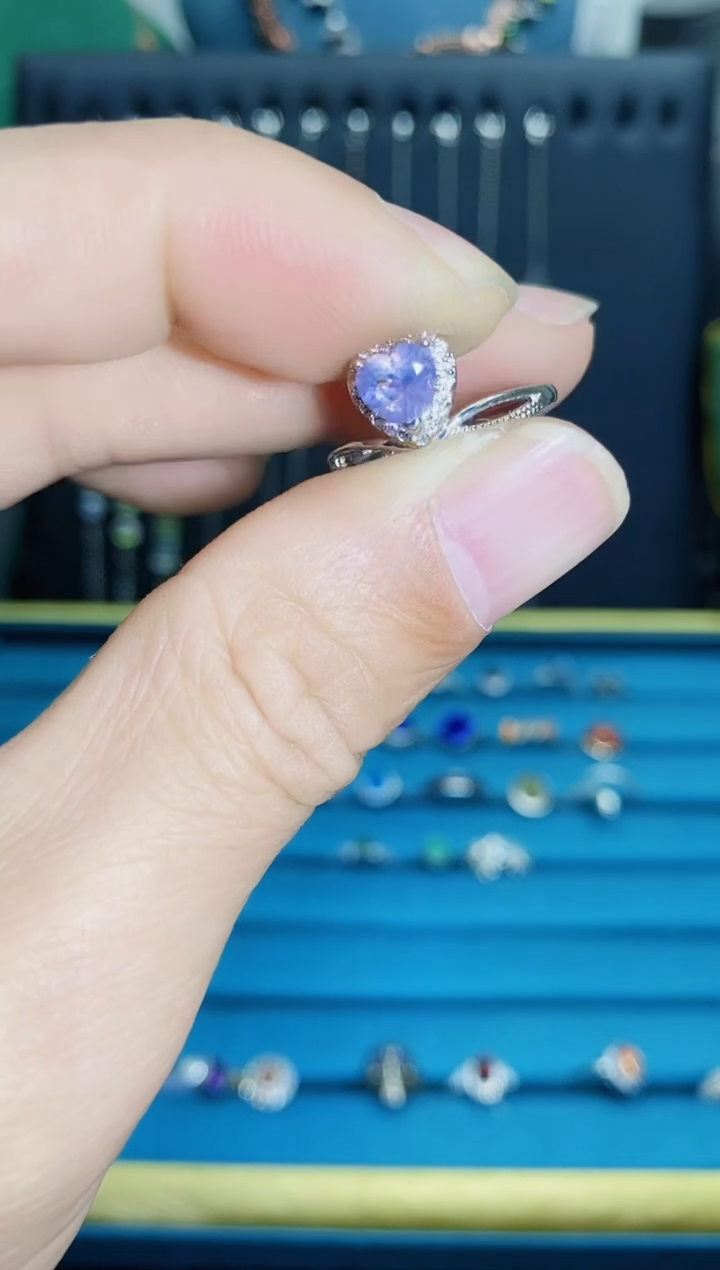 【闪购商品】水晶戒指银S925镶嵌紫玉