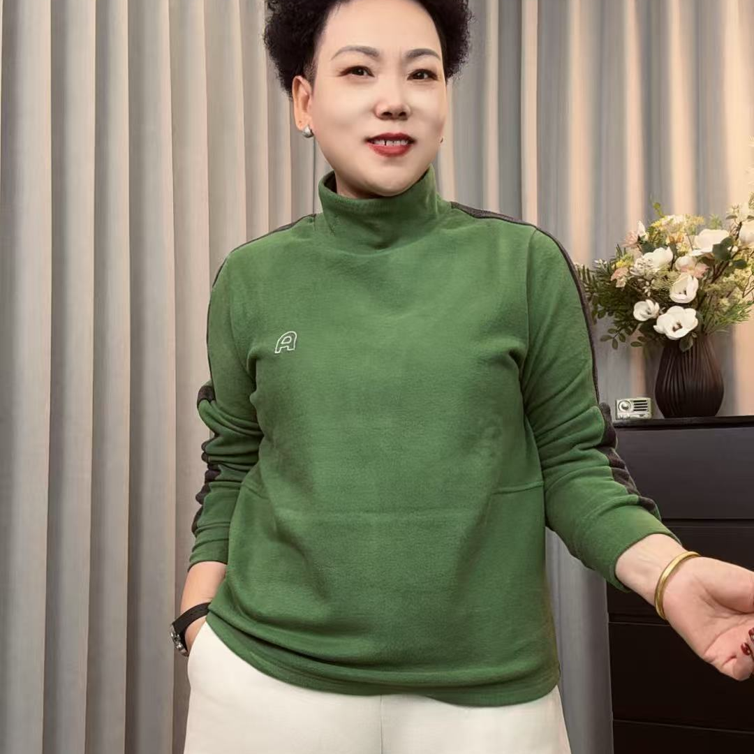 方姐优选 新品刺绣撞色双面德荣高领套头女款打底内搭百搭休闲