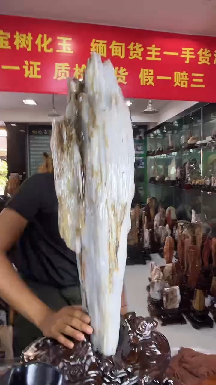 缅甸天然树化玉摆件