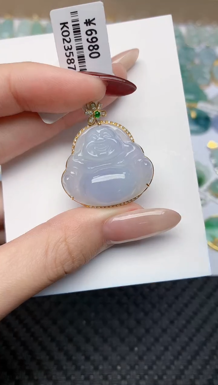 【闪购商品】翡翠颈饰18K金镶嵌天然翡翠a货