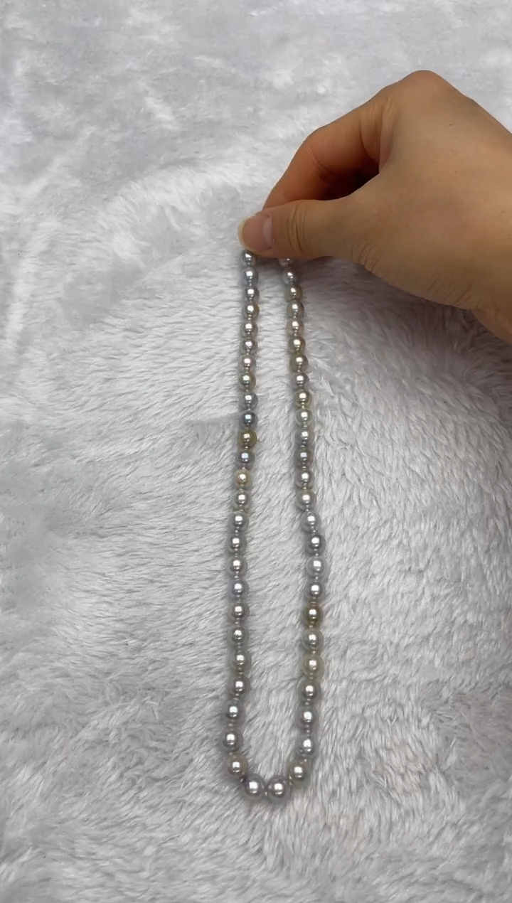 项链银S925镶嵌海水珍珠AK真多麻7.5-8mm