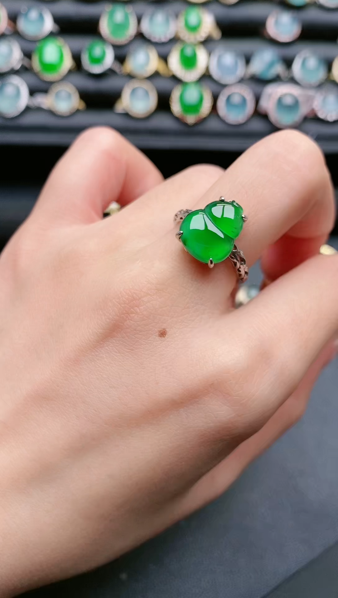 【闪购商品】翡翠戒指银S925镶嵌1111111