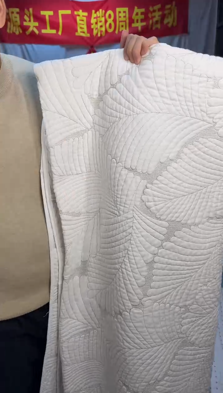 棉纯棉芭蕉叶白色230*250单床盖