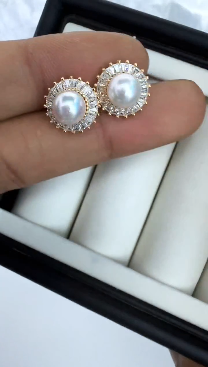 【闪购商品】海水珍珠耳饰银S925镶嵌耳钉