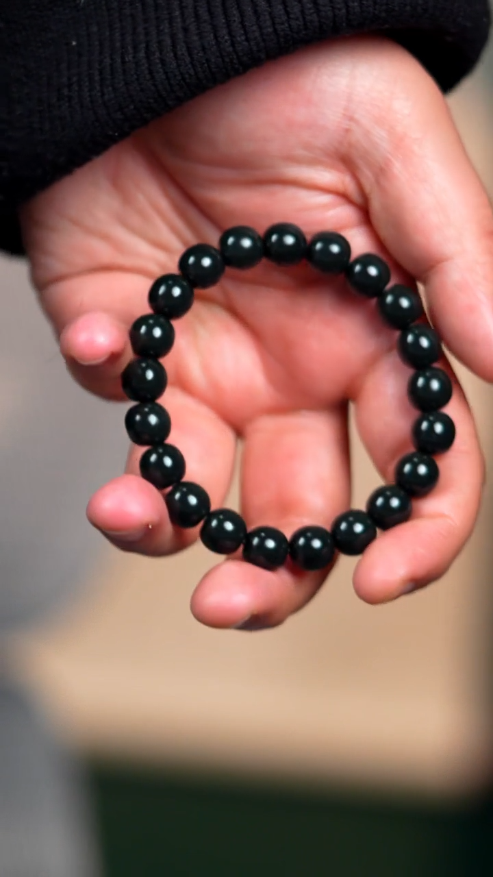 未镶嵌手链和田玉10mm戈壁黑青