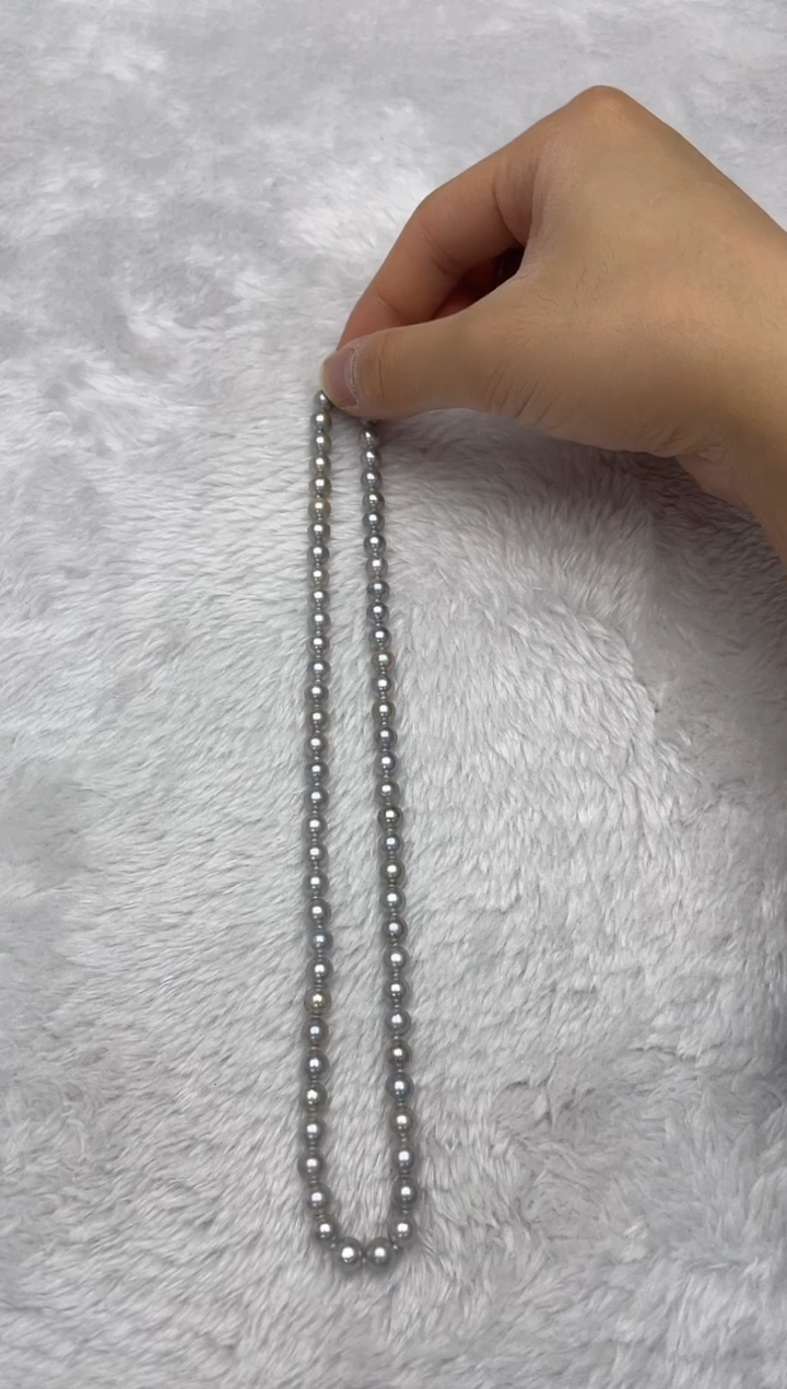 项链银S925镶嵌海水珍珠AK真多麻6-6.5mm