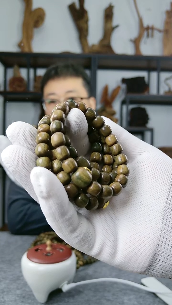 檀香木08*09阿根廷绿檀五条经手串