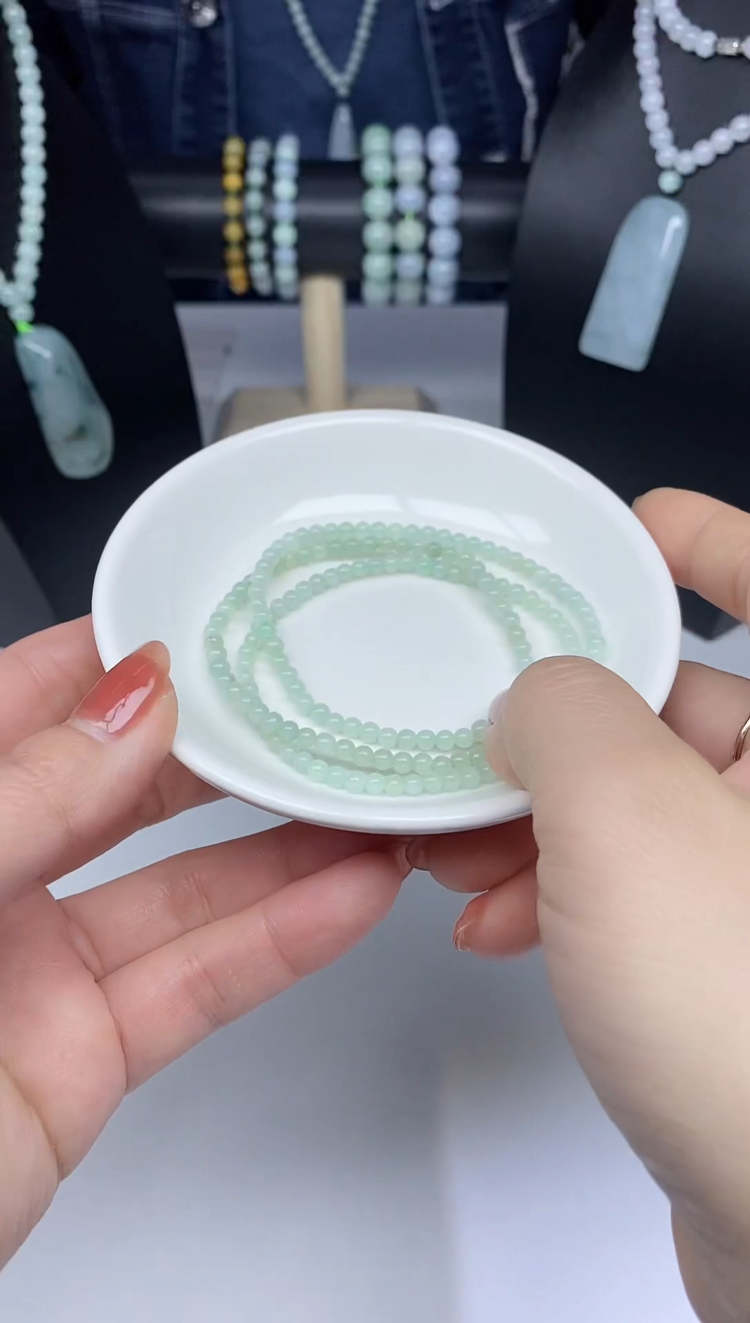 【闪购商品】翡翠手链未镶嵌天然缅甸翡翠A货项链180颗