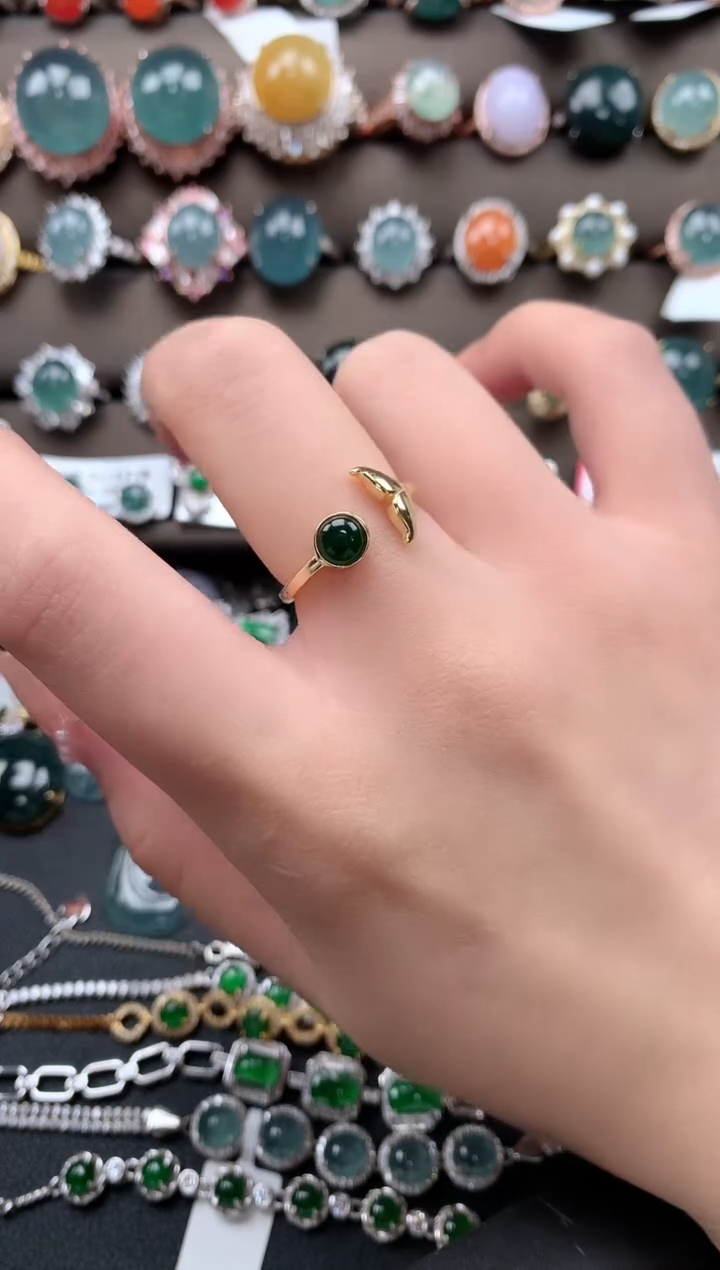 【闪购商品】翡翠戒指银S925镶嵌52141214