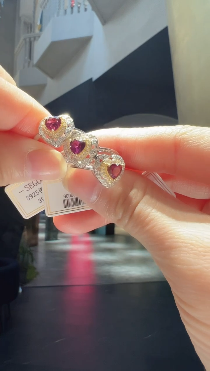 【闪购商品】石榴石戒指银S925镶嵌9】多样性发一】