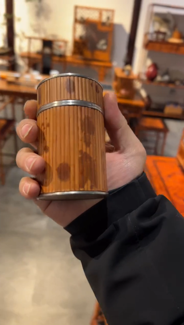 【闪购商品】扇子福建红湘妃竹茶叶罐