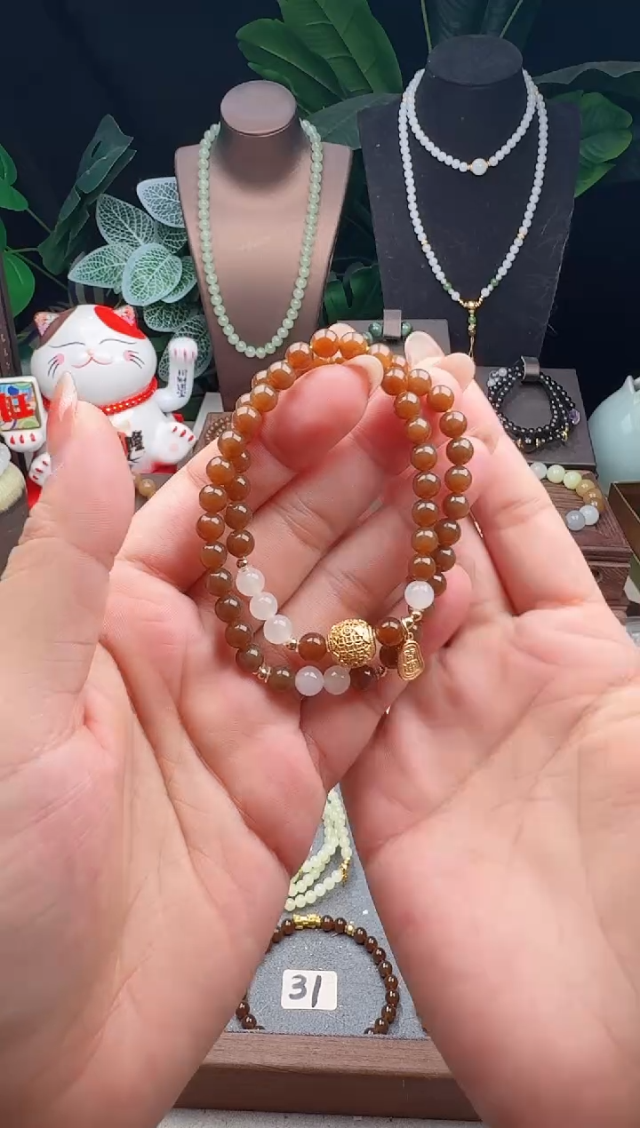 未镶嵌手串和田玉6m糖玉双圈手串