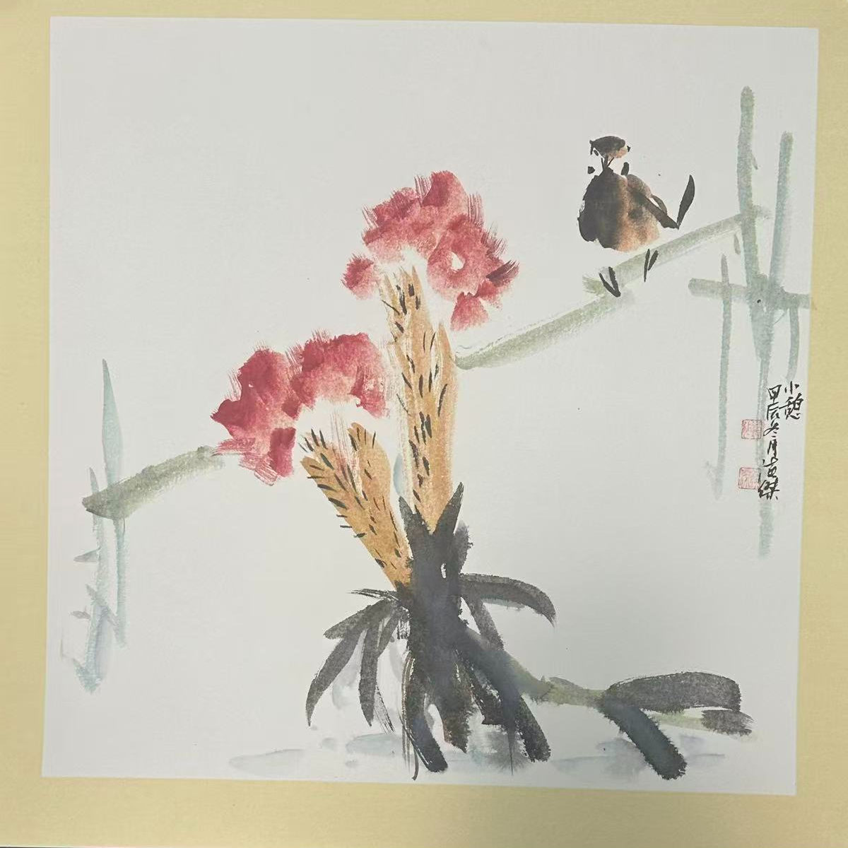国画写意花鸟50*50卡纸