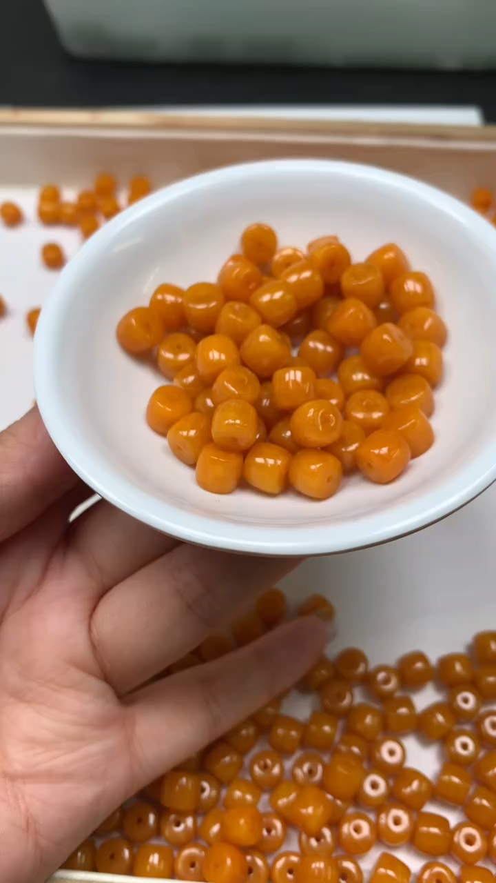 未镶嵌散珠玛瑙/玉髓E550 鸡油黄玛瑙老型7*8mm15个5.8元