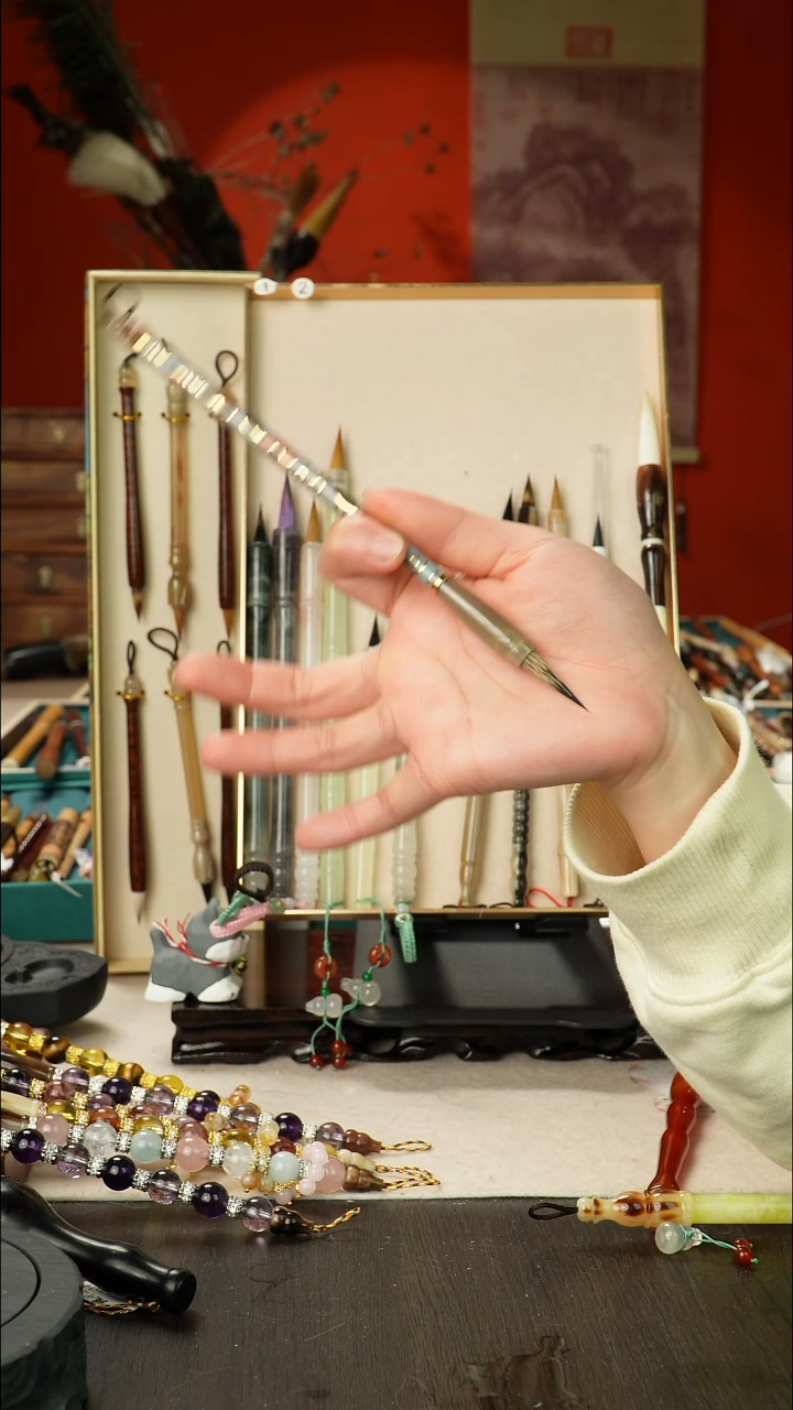 566号孤品高货毛笔链接 清水试笔 蘸墨不退