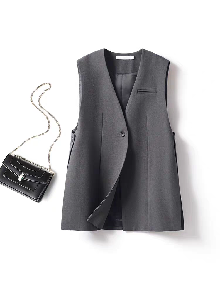 欧货灰色西装马甲外套女款2025年春秋新款网红爆款高级感坎肩外套