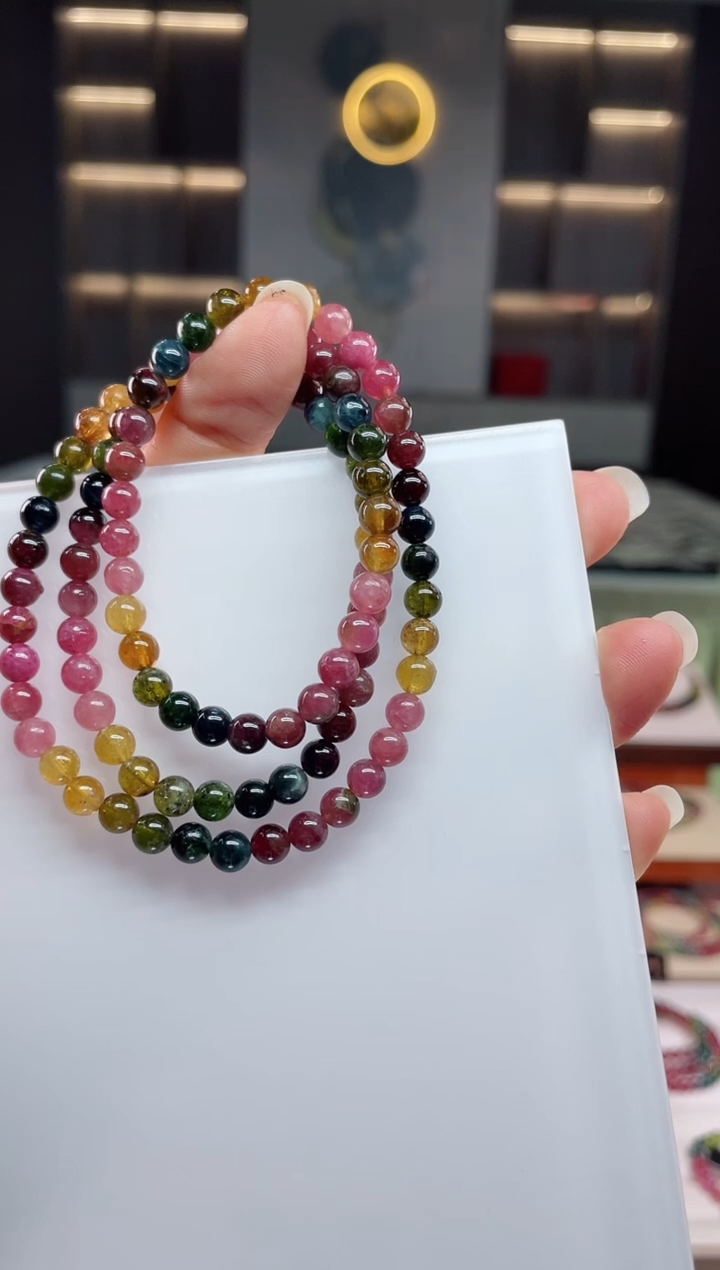 未镶嵌老矿碧玺三圈手串5mm+碧玺（多样性发一条）Q