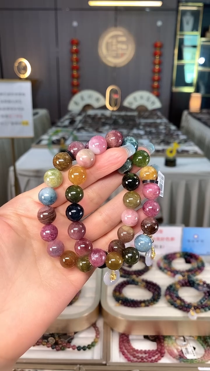 未镶嵌老矿碧玺色标彩虹单圈手串11mm+碧玺多样性发一条mz