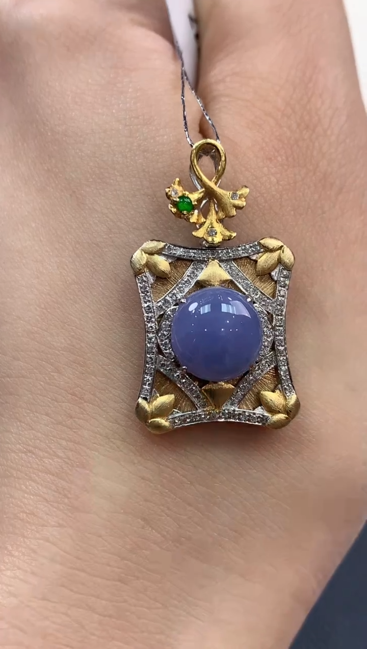 【闪购商品】翡翠吊坠(不含链)18K金镶嵌B167有色差多样性一件发货