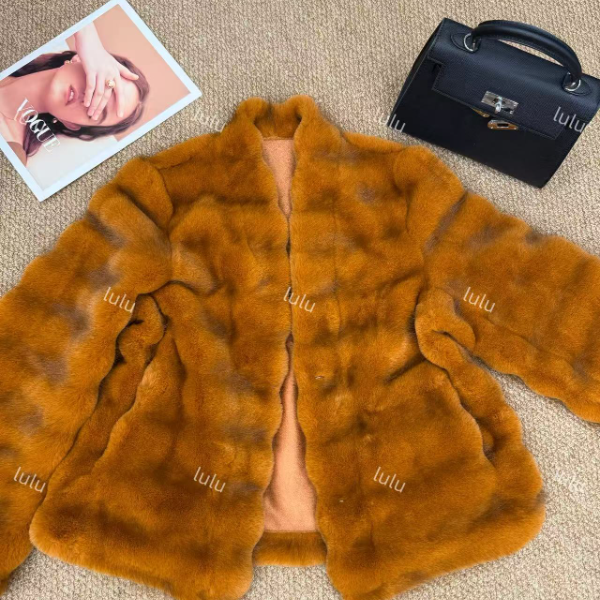 人造皮草 璐璐定制--贵气千金仿水貂琥珀环保皮草外套女加厚秋冬