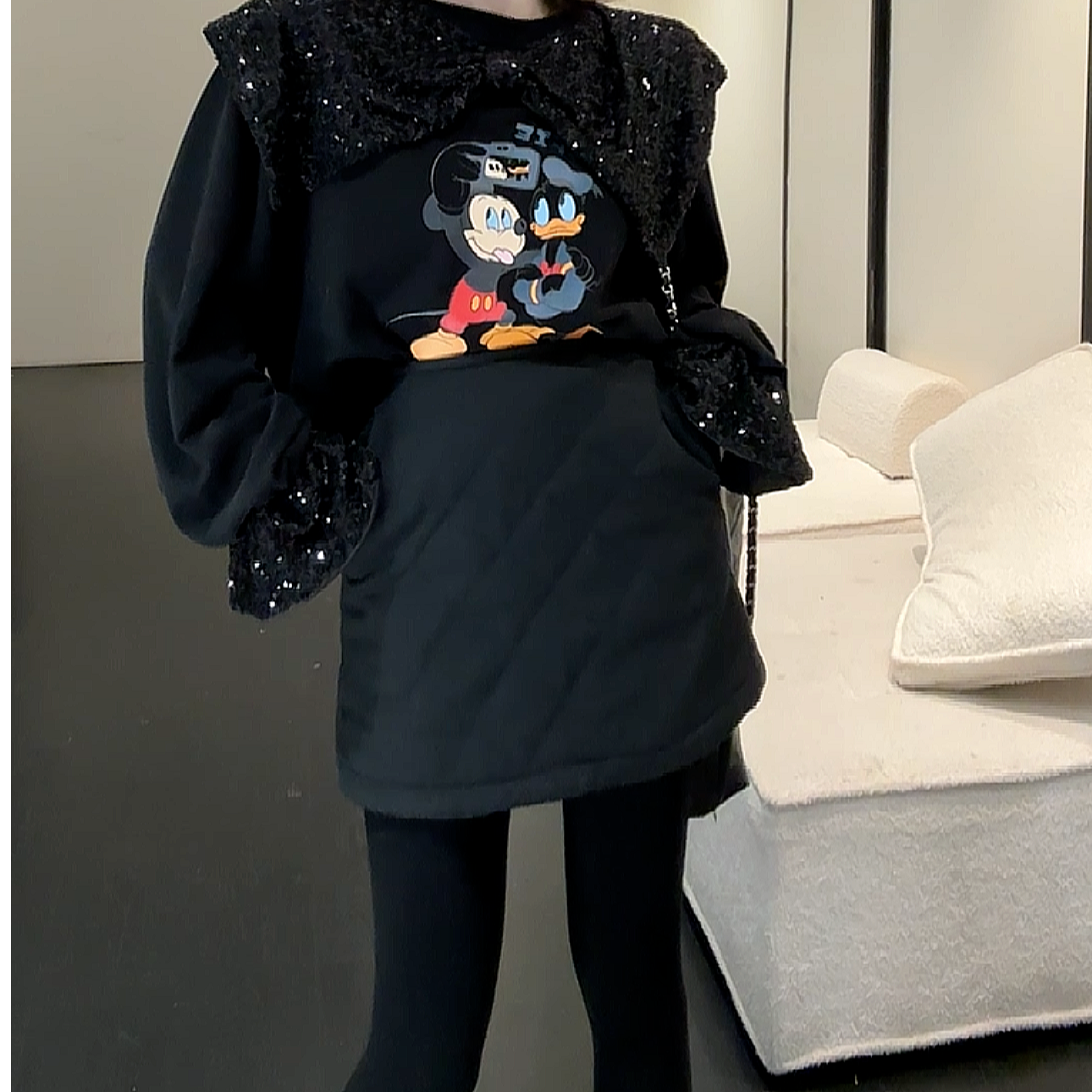 【HuiHui】韩国复古百搭高腰显瘦菱形格夹棉A字半身裙（A1516)