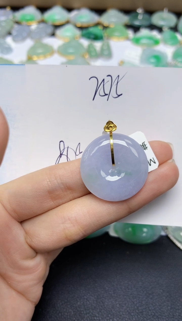 翡翠18K金镶嵌颈饰 天然翡翠A货