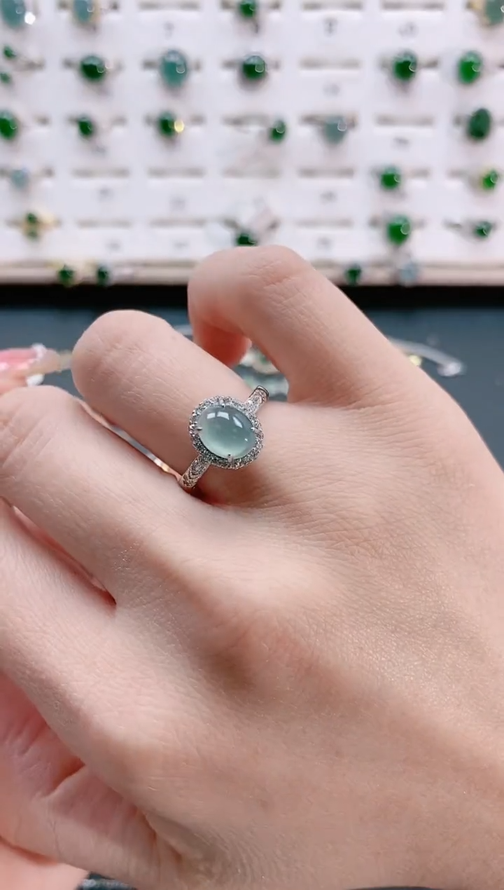 【闪购商品】翡翠戒指银S925镶嵌天然翡翠