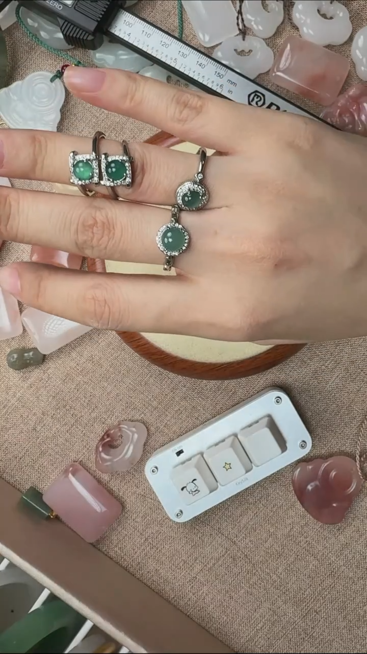 翡翠戒指未镶嵌开口戒