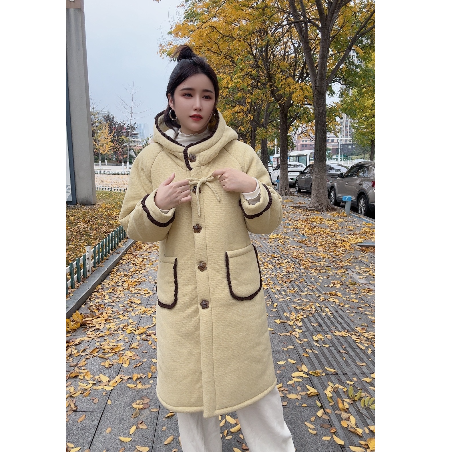 【连帽长款女】冬季加绒加厚睡衣三层加厚一件过冬