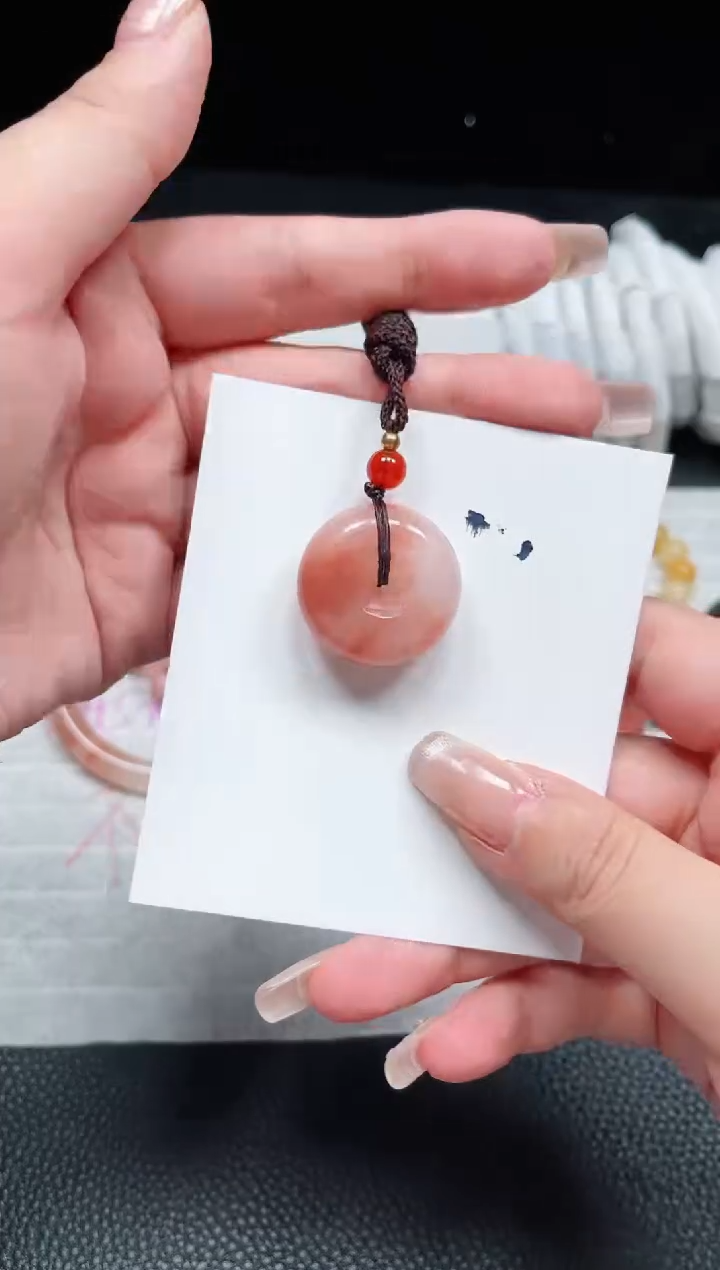 【闪购商品】石英质玉吊坠未镶嵌桃花平安扣