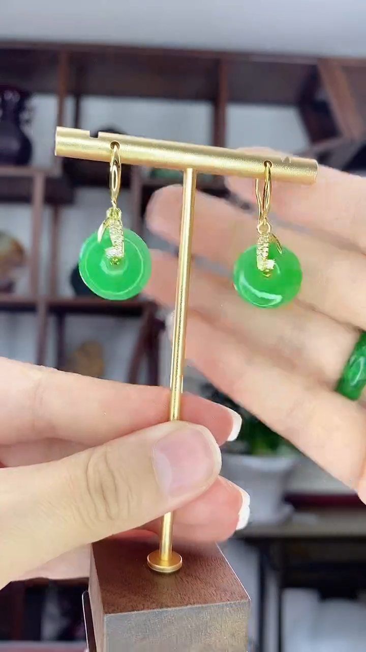 翡翠未镶嵌耳饰小扣子耳坠E02