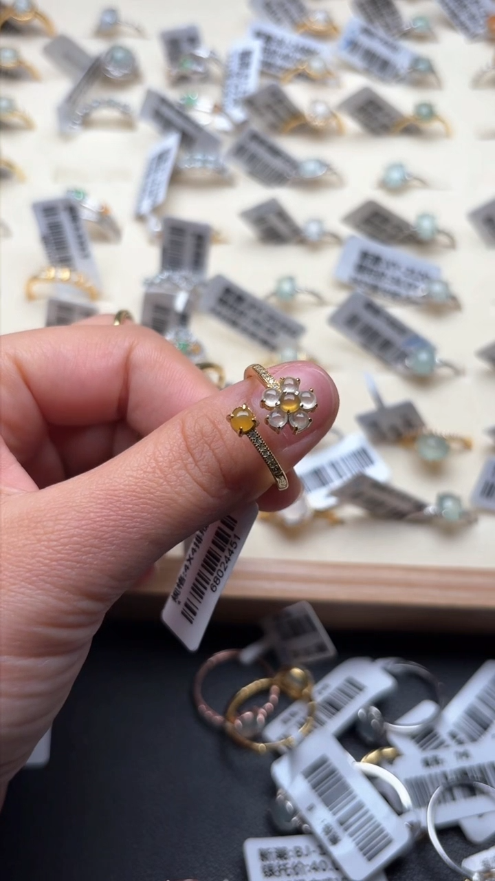 【闪购商品】翡翠戒指银S925镶嵌缅甸A货翡翠S925银镶嵌