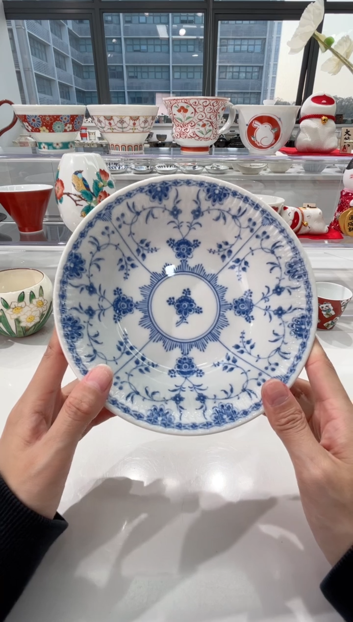 【闪购商品】瓷片青花唐草瓷中钵