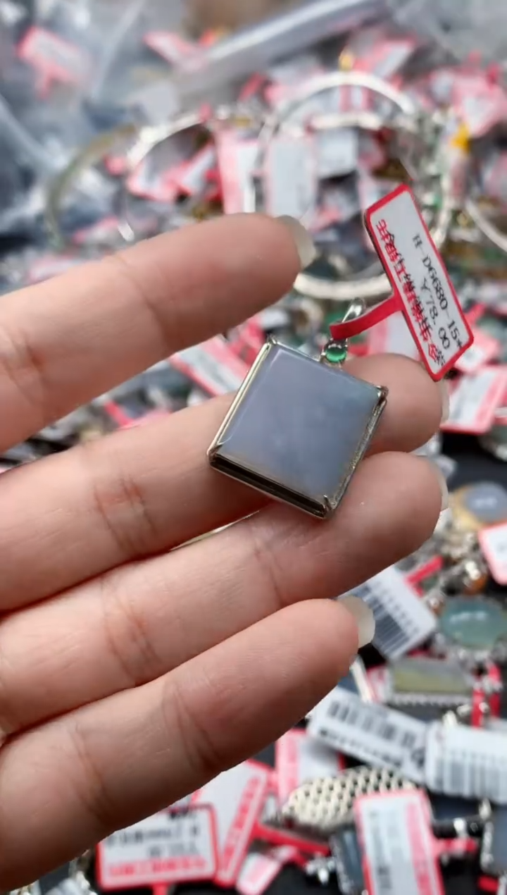 银S925镶嵌戒指翡翠天然A货缅甸翡翠