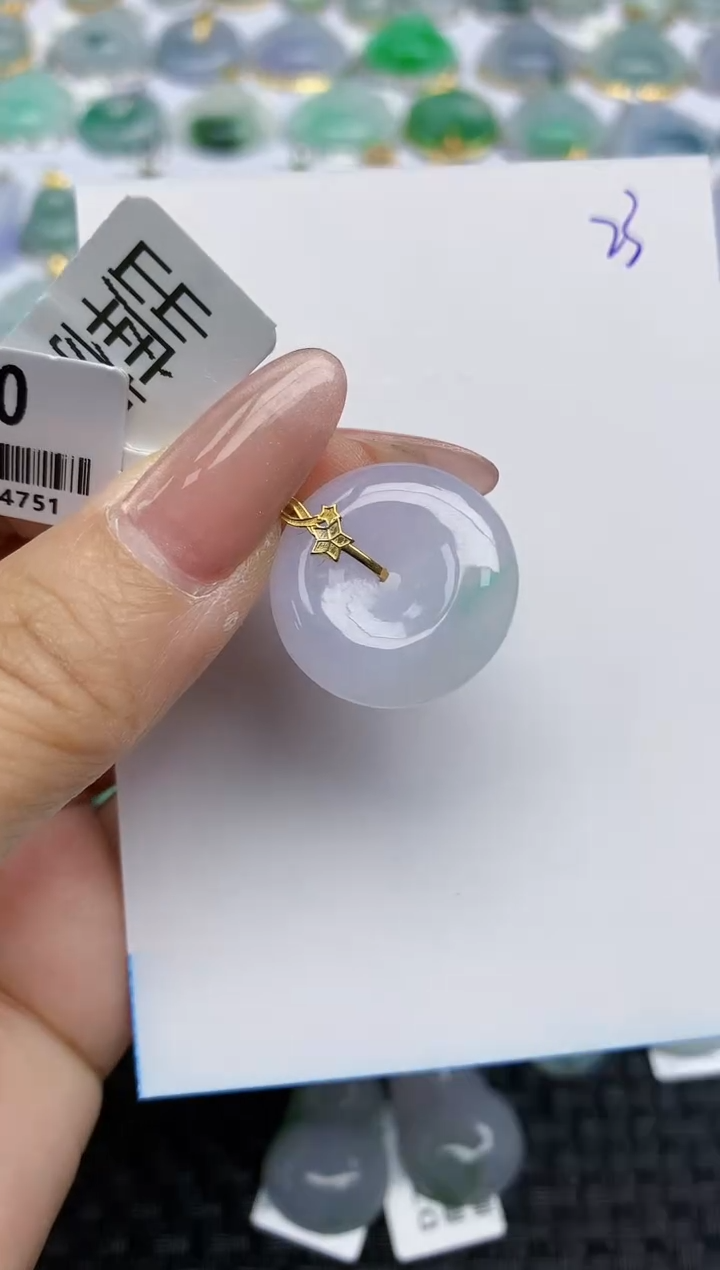 【闪购商品】翡翠颈饰18K金镶嵌天然A货翡翠 23