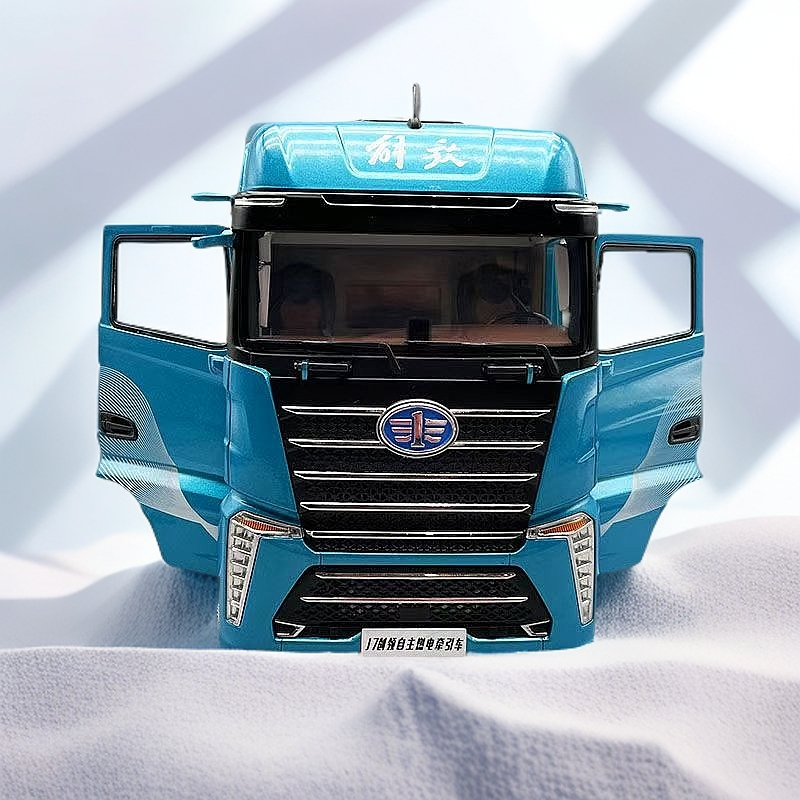 【收藏车模】1:24J7创领版燃电牵引车模型工程运输卡车合金拖头
