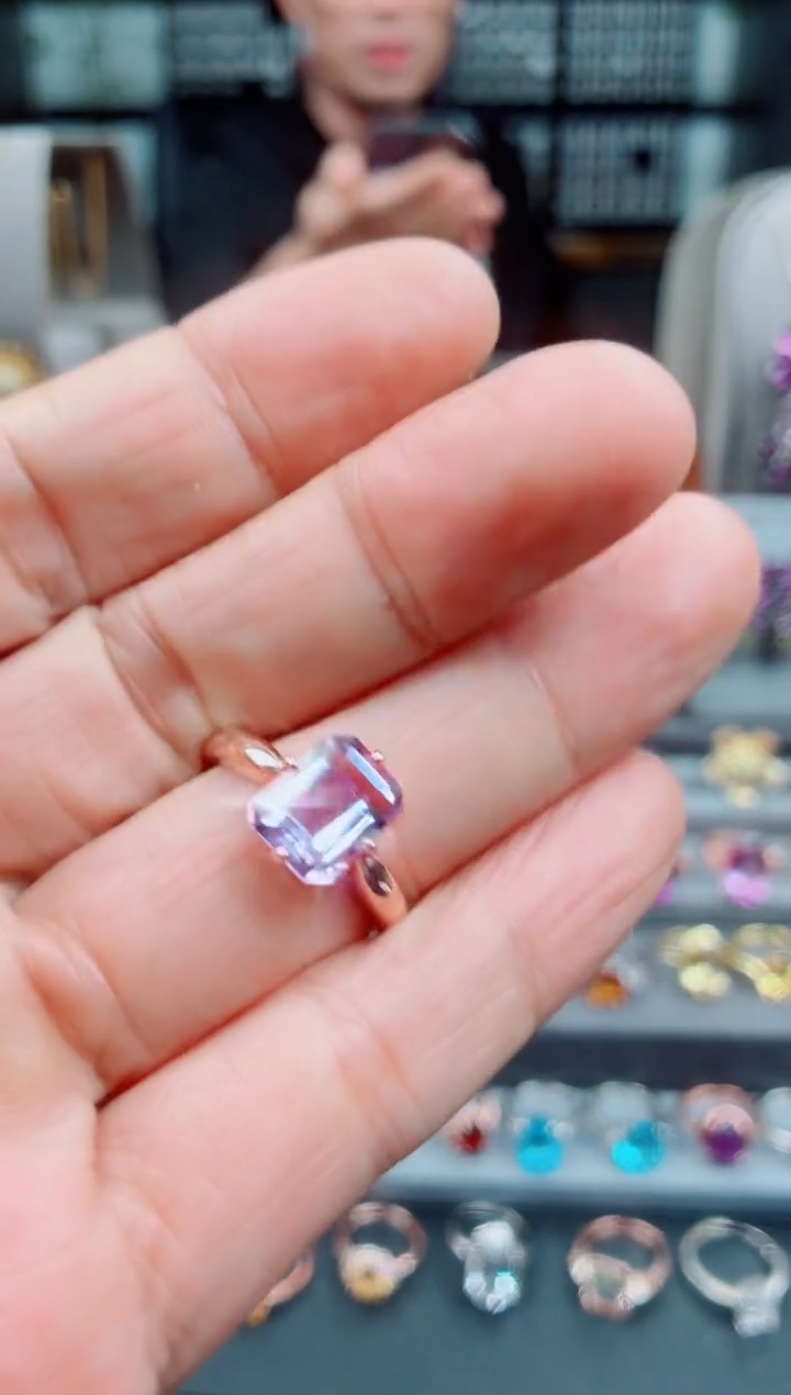 银S925镶嵌戒指紫晶紫晶戒指19#