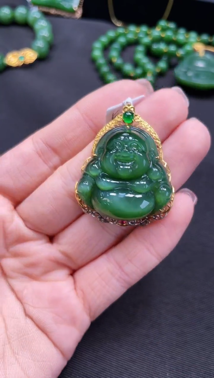 【闪购商品】和田玉吊坠18K金镶嵌30MM 多样性发一Z