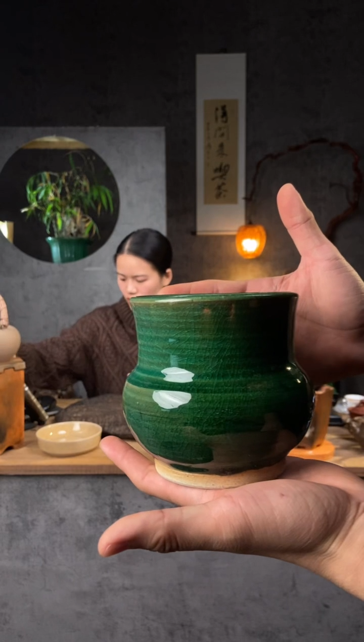 【闪购商品】全手工原矿绿志野建水