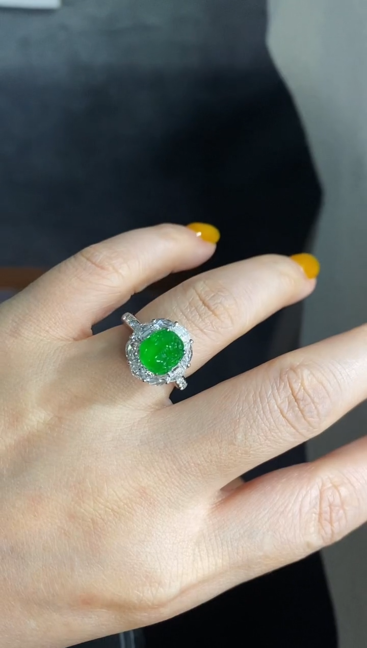 【闪购商品】翡翠挂件18K金镶嵌戒指