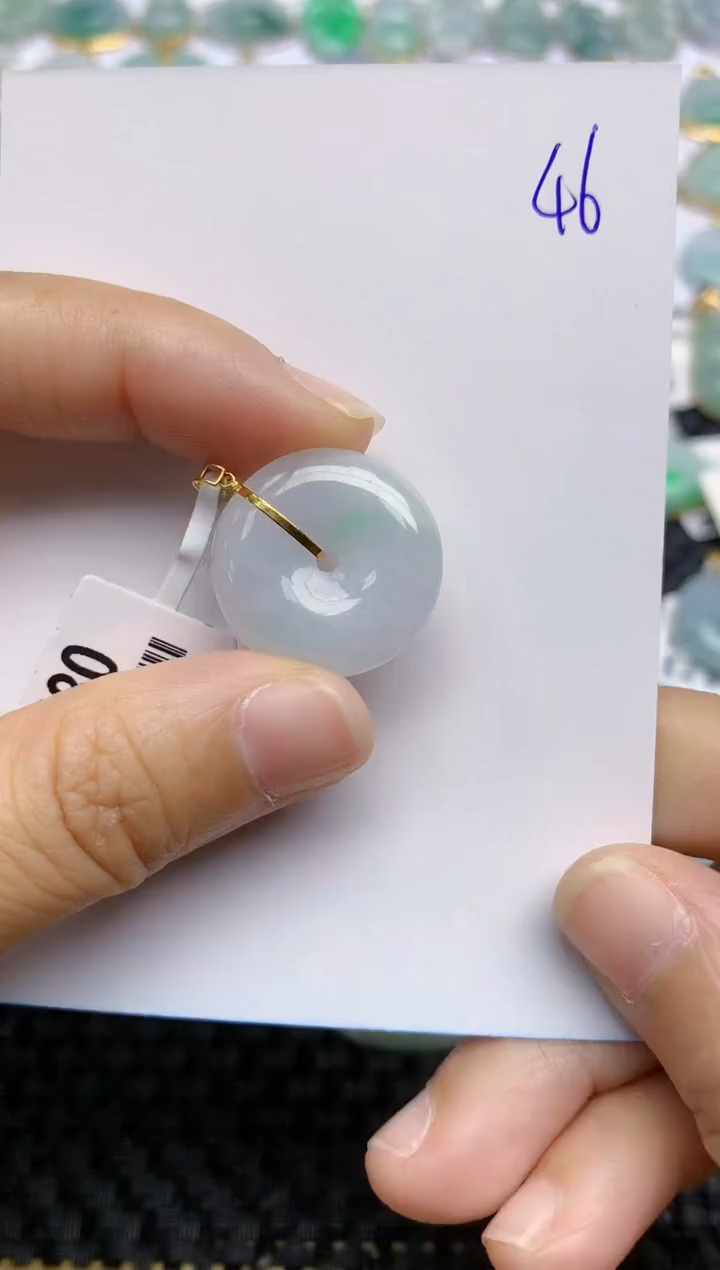 【闪购商品】翡翠挂件18K金镶嵌天然A货翡翠 46