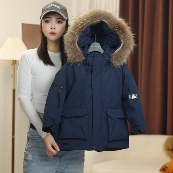 【晶】儿童鹅绒百搭外套款加厚大毛领保暖男女童