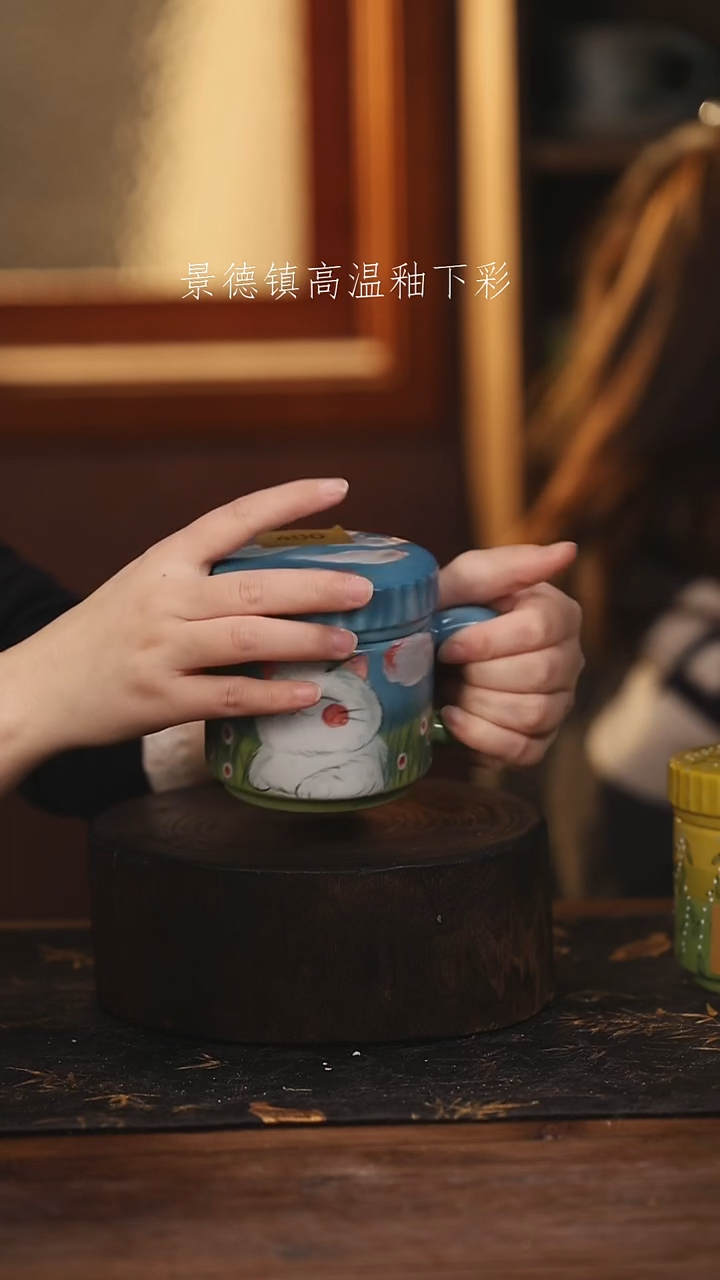 陶瓷景德镇高温釉下手绘陶瓷@L400@